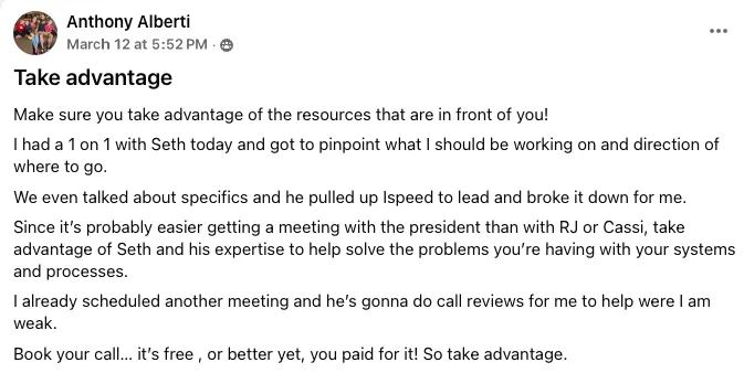 Testimonial from Anthony Alberti