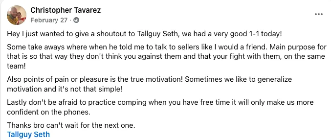 Testimonial from Christopher Tavarez