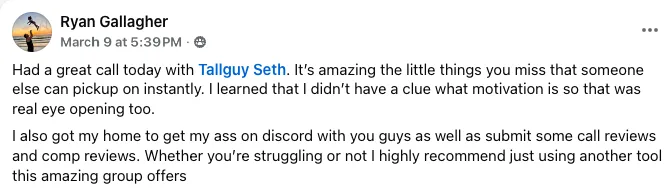 Testimonial from Ryan Gallagher