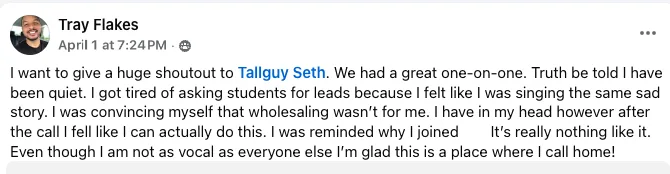 Testimonial from Tray Flakes