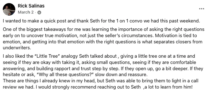 Testimonial from Rick Salinas
