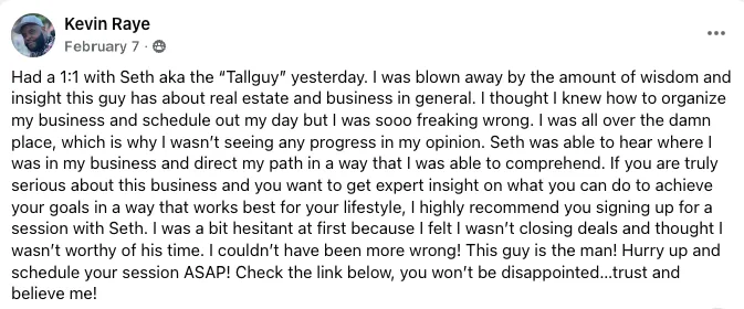 Testimonial from Kevin Raye