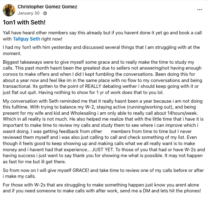 Testimonial from Christopher Gomez Gomez