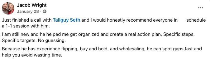 Testimonial from Jacob Wright