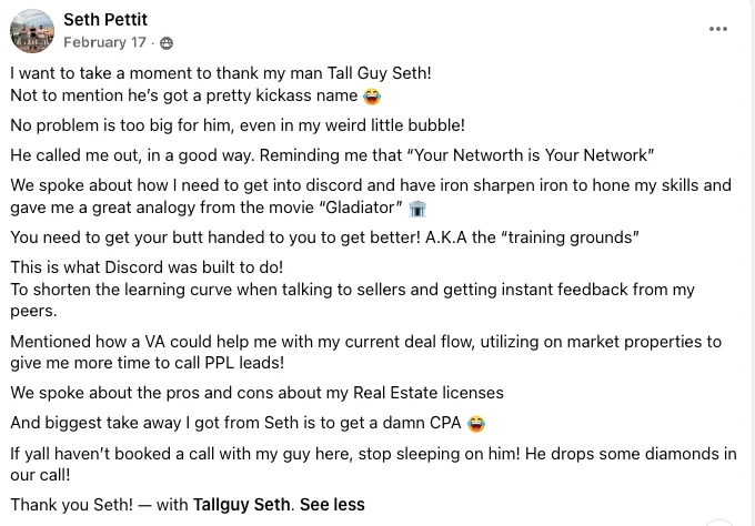 Testimonial from Seth Pettit