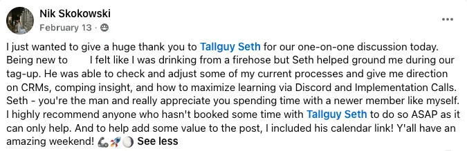 Testimonial from Nik Skokowski