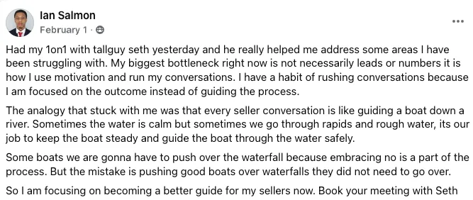 Testimonial from Ian Salmon